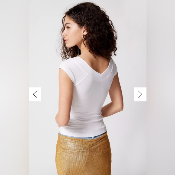 Urban Outfitters BDG Shannen V-Neck Top White - Picture 4 of 10